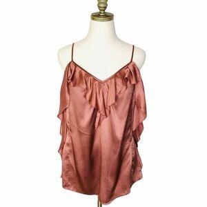 Rebecca Taylor Ruffled Silk Cami in Mauve Blush Size 2
